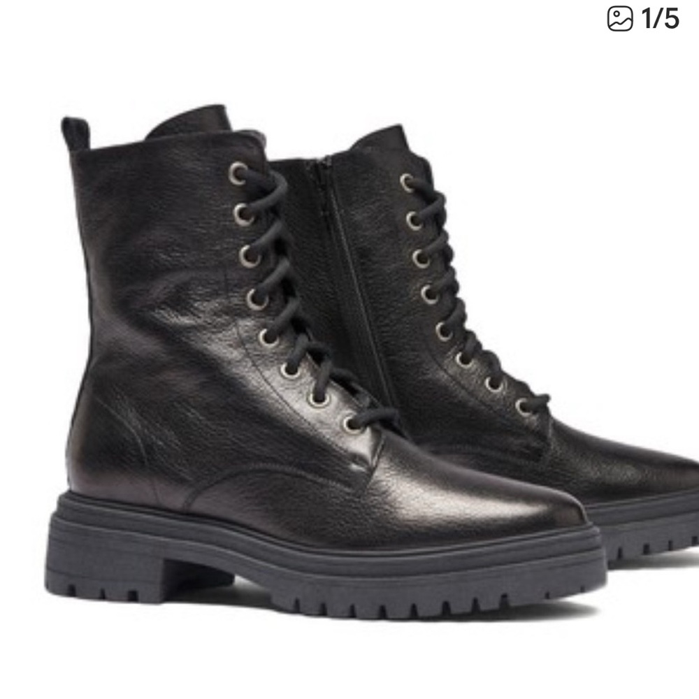 Black BA&Sh Leather Women's Boots